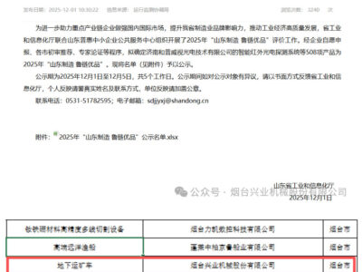 喜报！兴业机械入选 “山东制造 鲁链优品”彰显硬核实力
